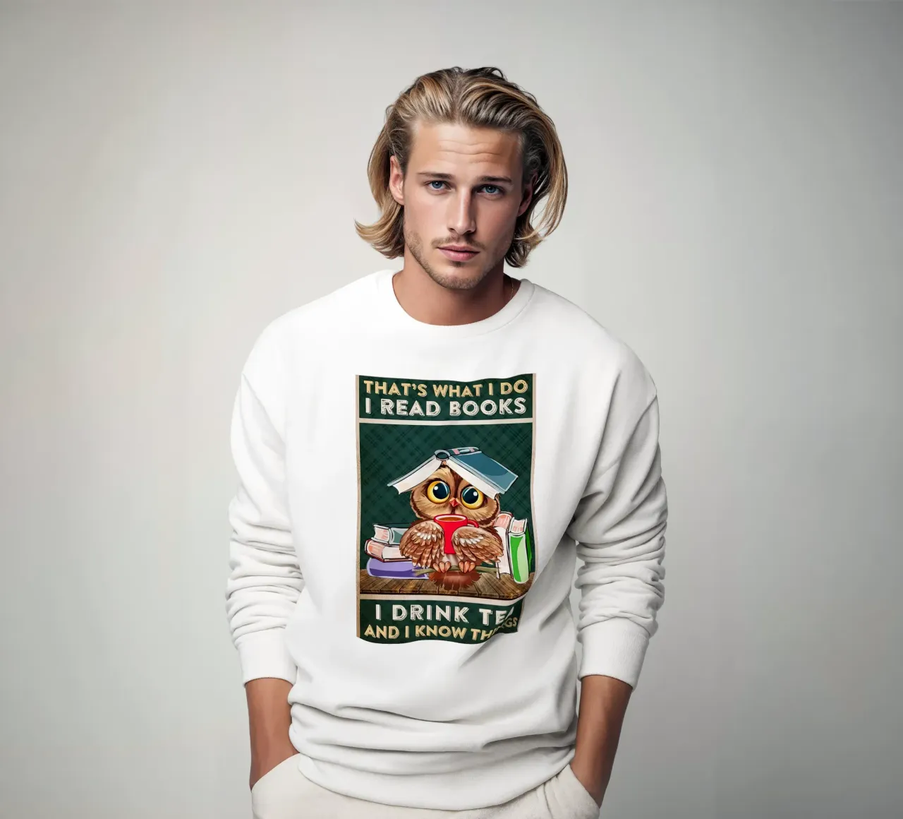 Gufo Leggo libri Bevo tè e so delle cose felpa da Aaronshop