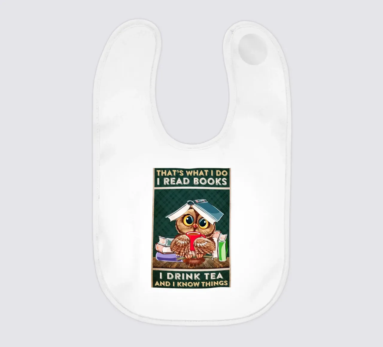 Eule Ich lese Bücher Ich trinke Tee und ich weiß Dinge Babylätzchen von Aaronshop