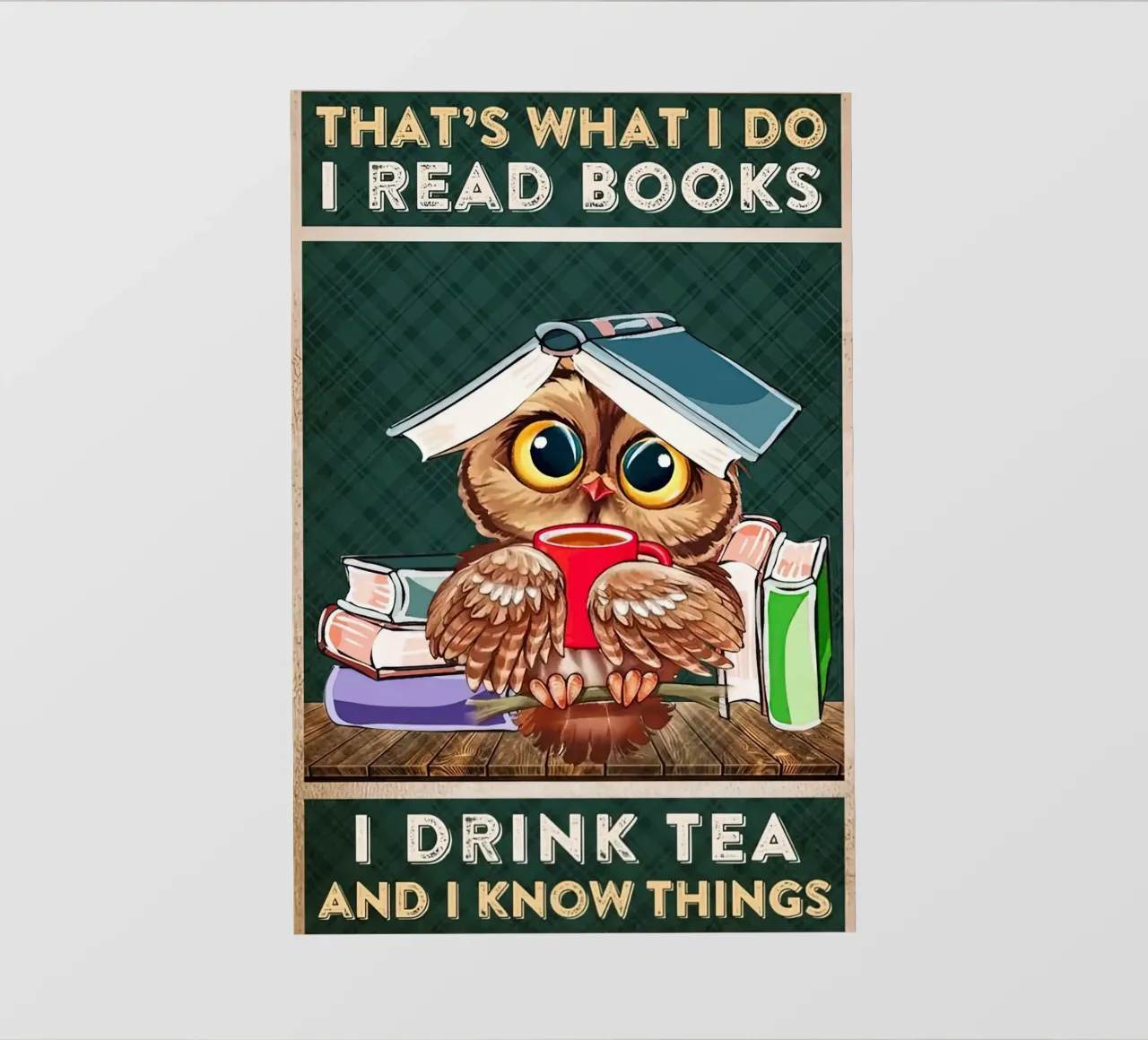 Gufo Leggo libri Bevo tè e so delle cose telo in pvc da Aaronshop