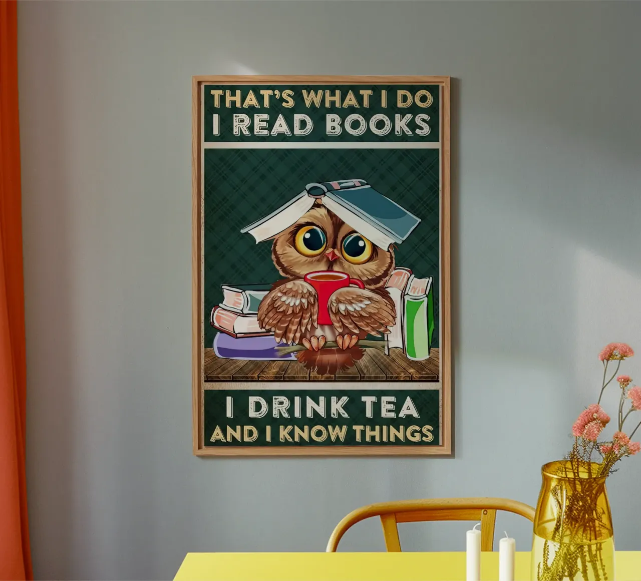 Gufo Leggo libri Bevo tè e so delle cose alluminio dibond da Aaronshop