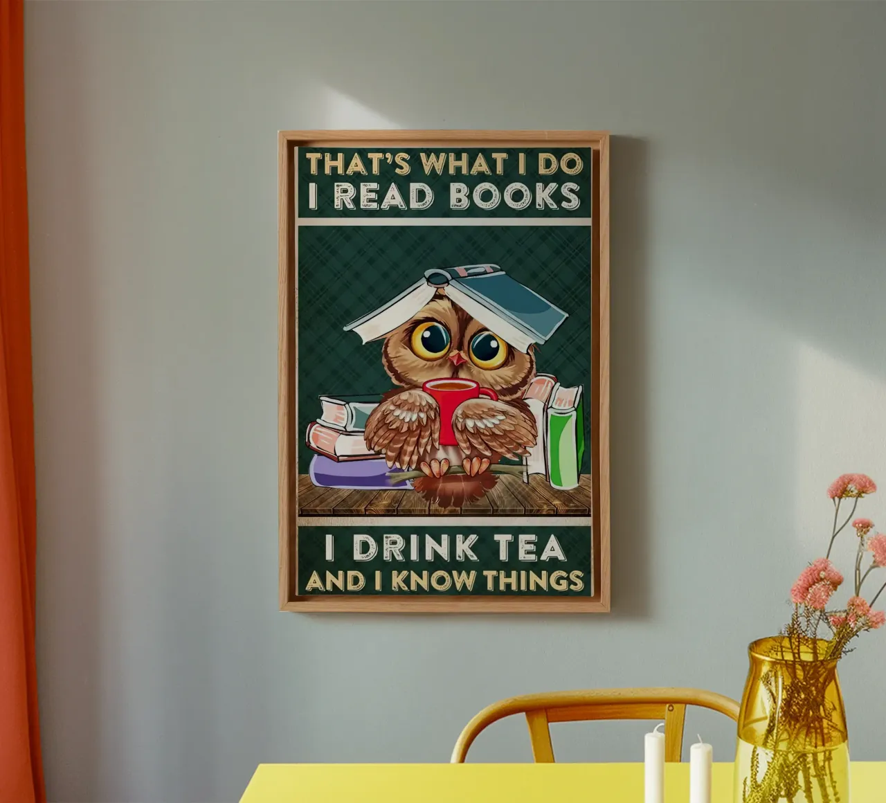 Owl I Read Books I Drink Tea and I Know Things canvas by Aaronshop