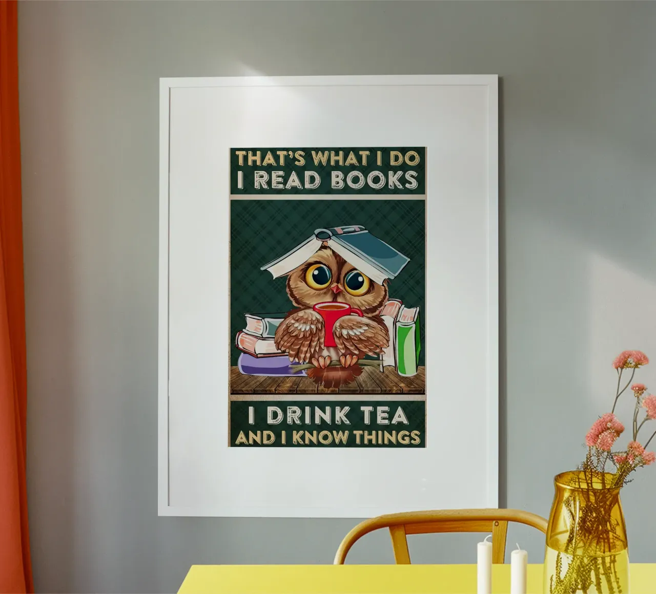 Eule Ich lese Bücher Ich trinke Tee und ich weiß Dinge Hahnemühle von Aaronshop