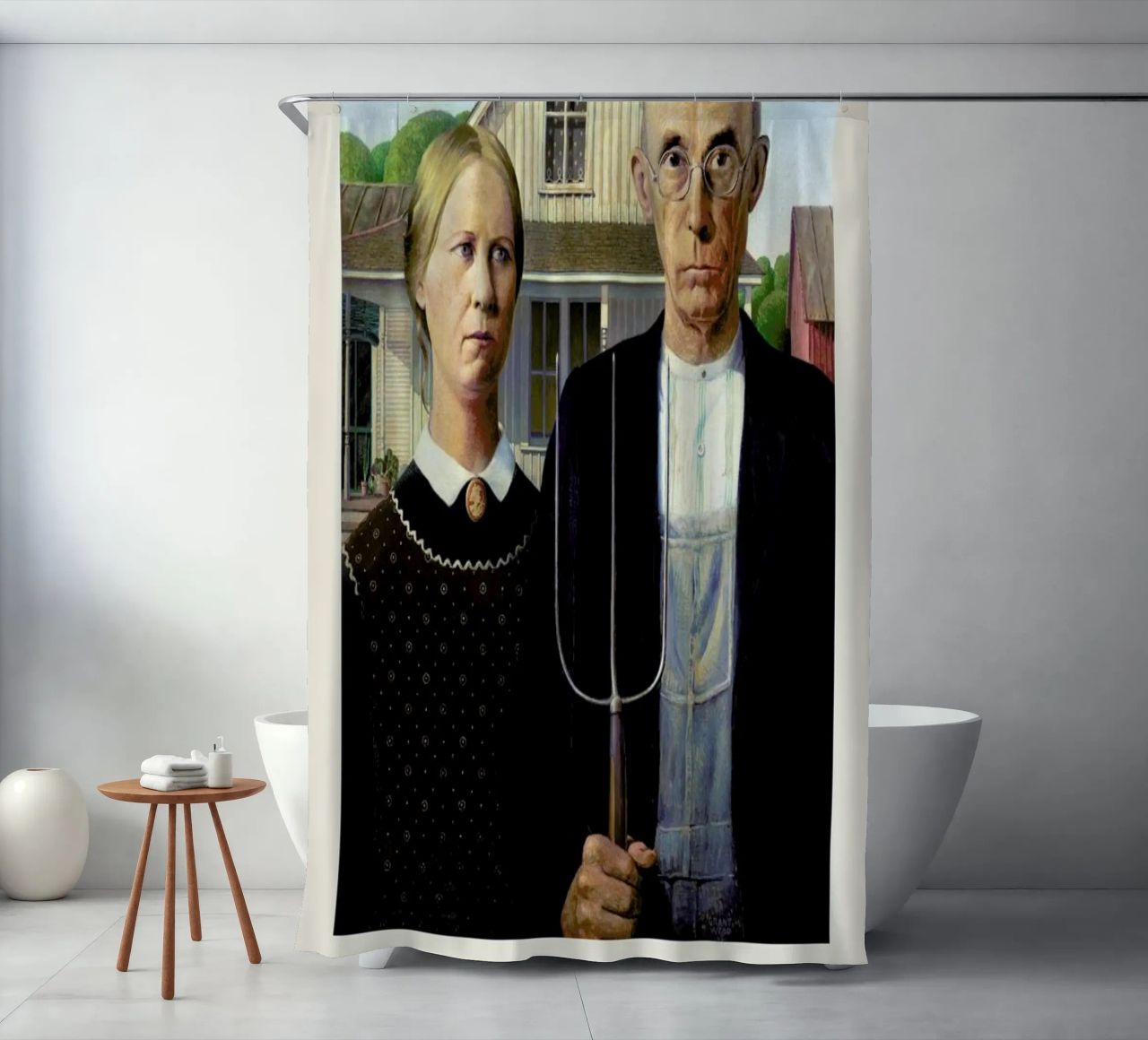 Wood - American Gothic rideau de douche de Vintage by JUNIQE