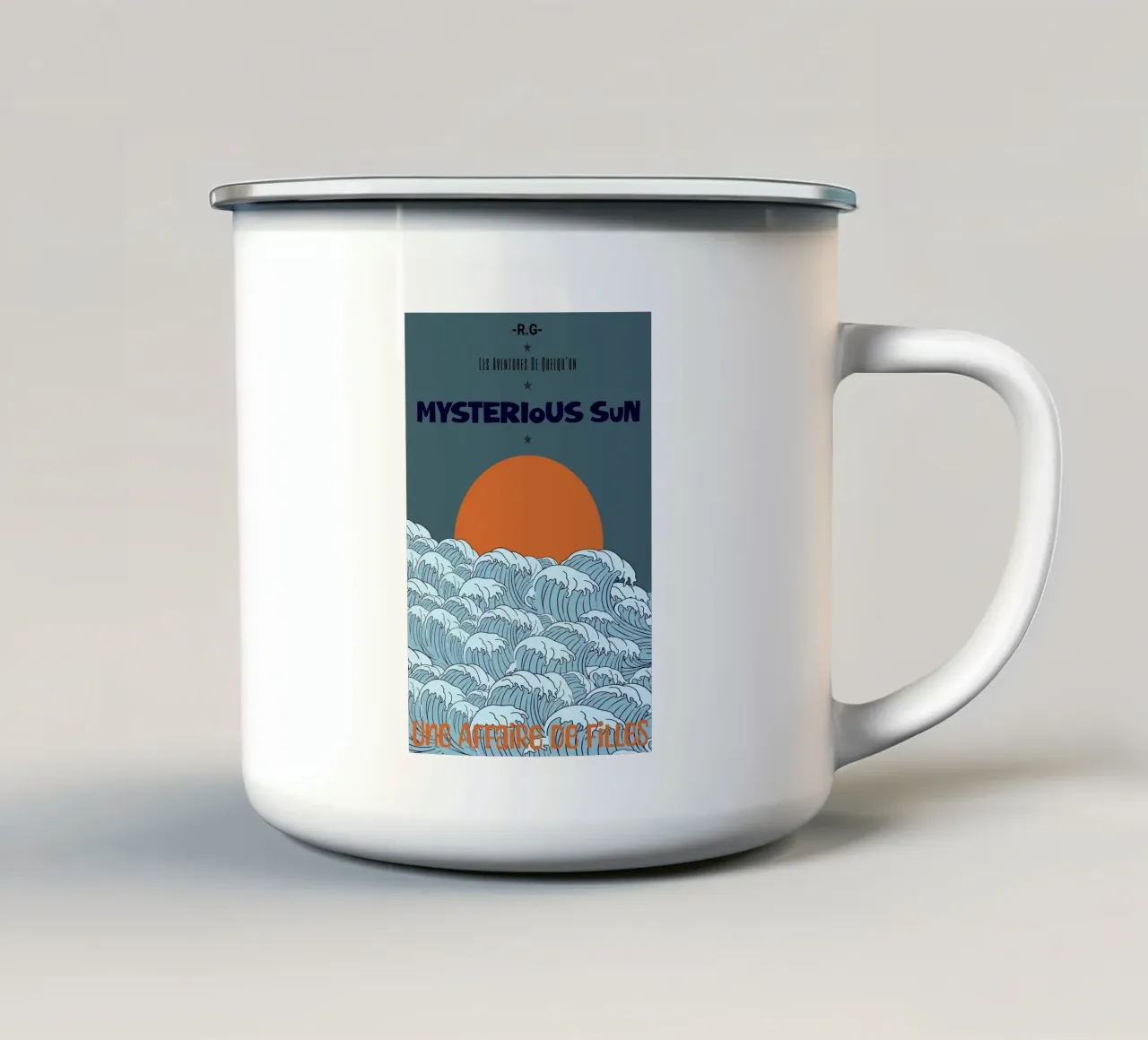 Mysterious Sun Waves | Retro Ocean Poster Art tazza in smalto da Une Affaire de Filles