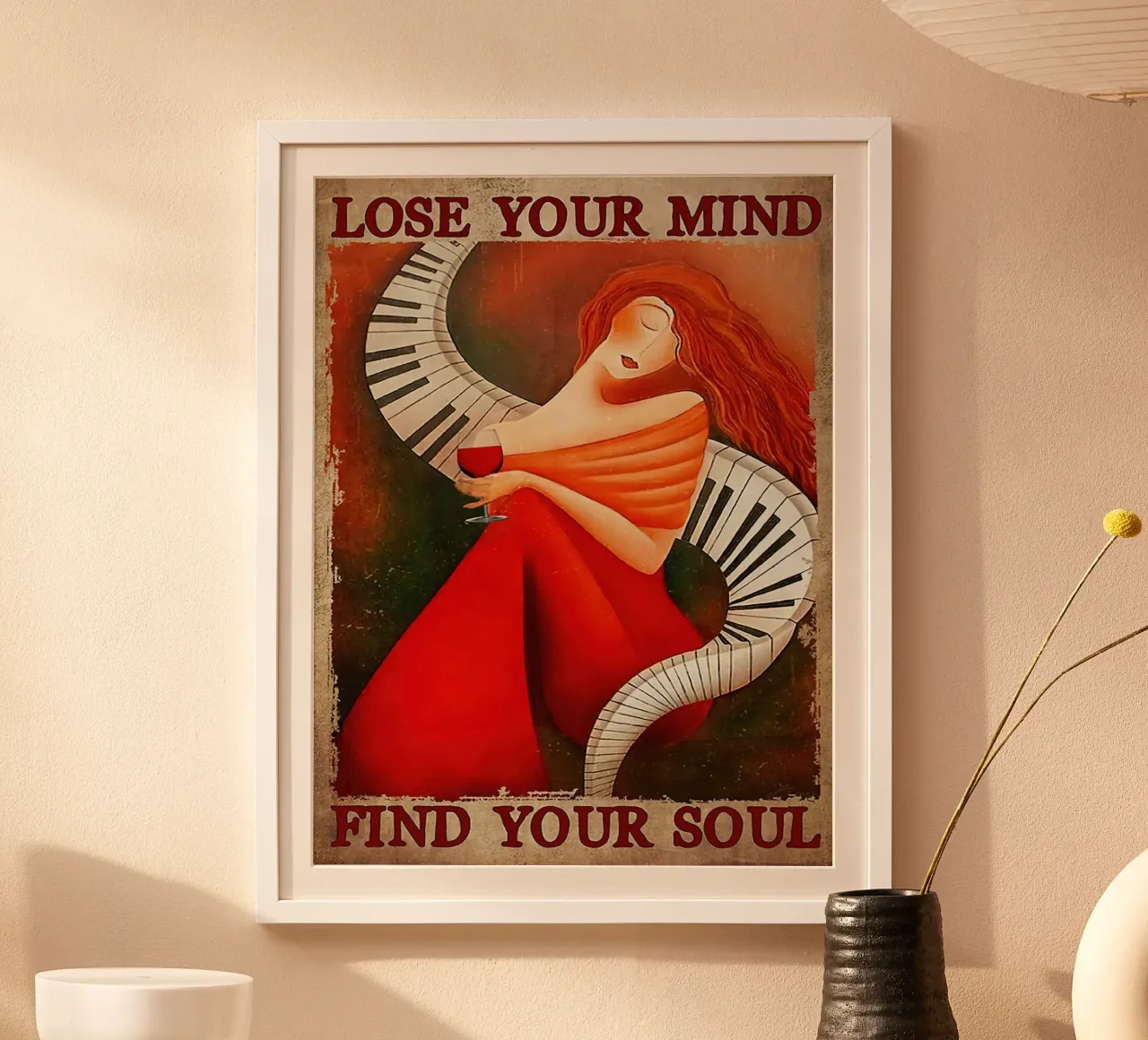 Pianoforte e vino, Perdere la testa, ritrovare l'anima poster con telaio in alluminio da Aaronshop