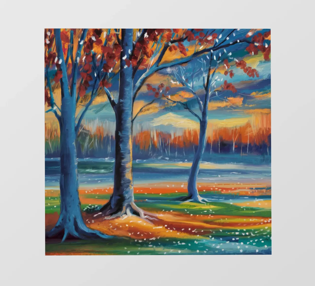 Alberi del ritmo del tramonto telo in pvc da Solestice Strokes