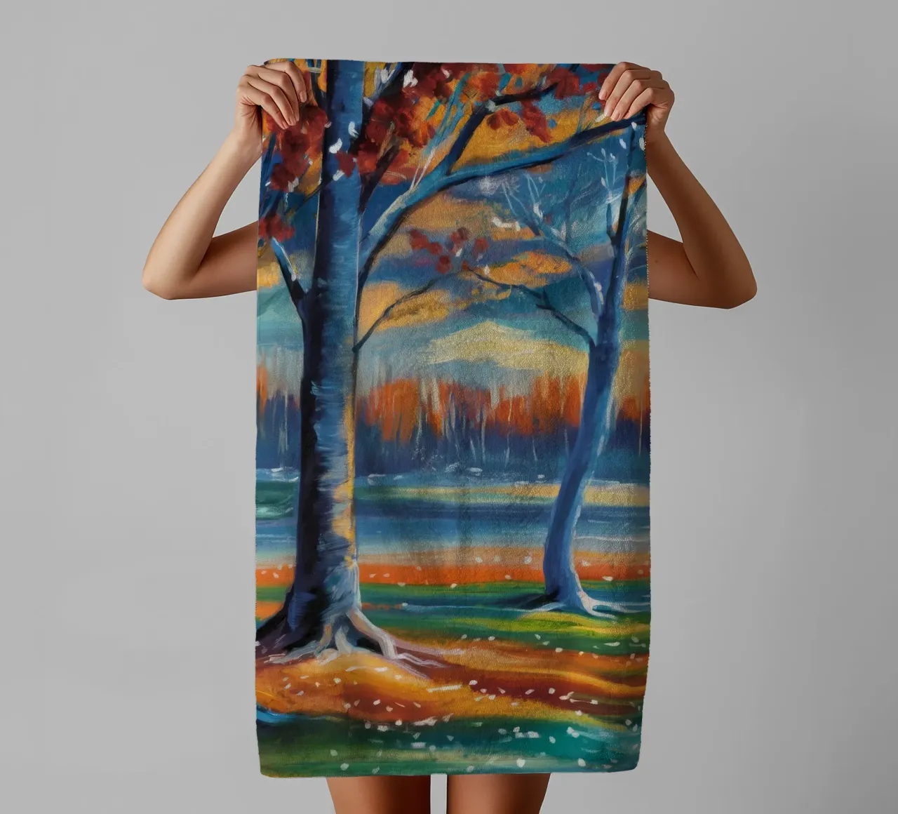 Sunset Rhythm Trees towel by Solestice Strokes
