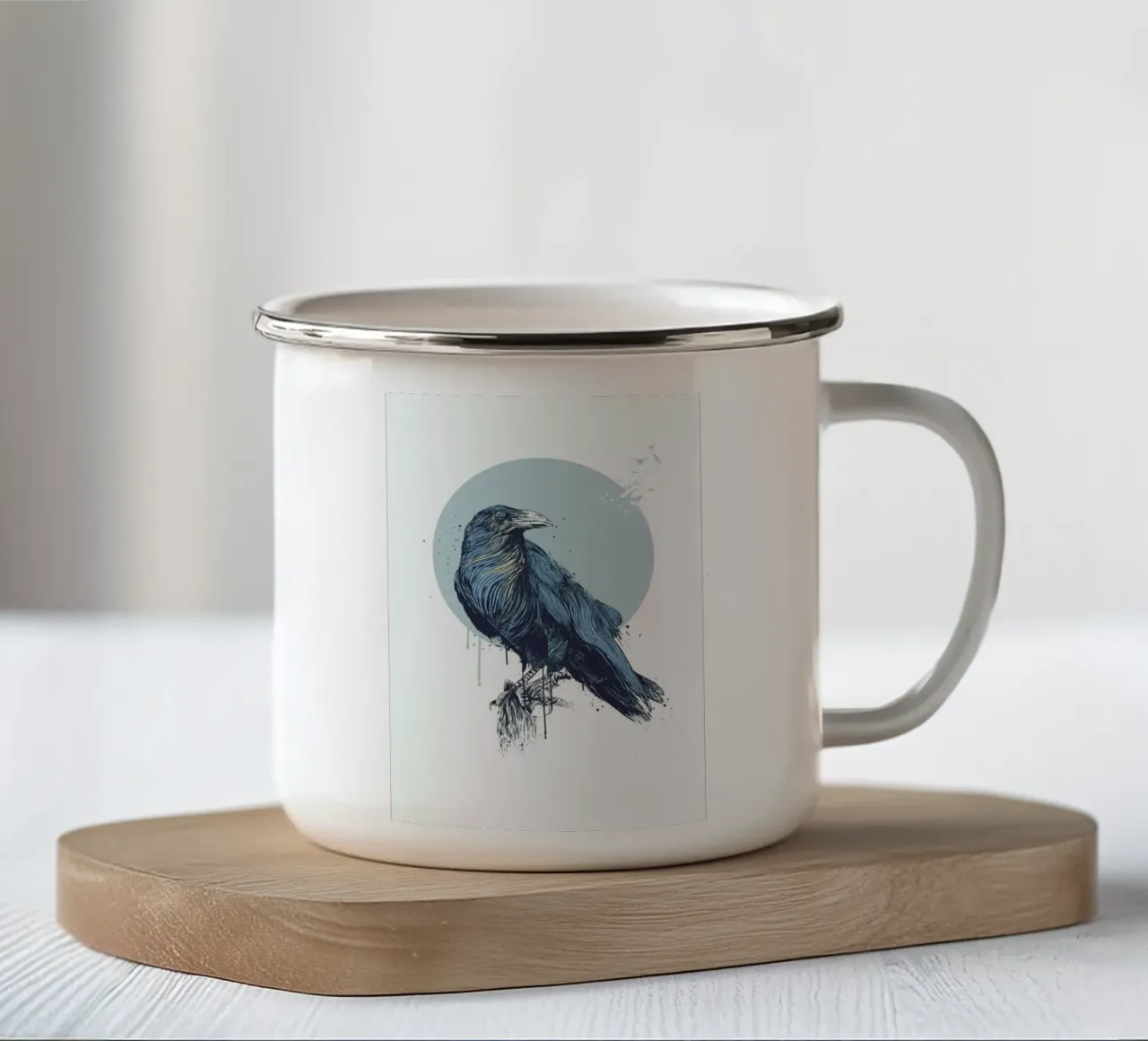 Blue Crow tazza in smalto da Balazs Solti