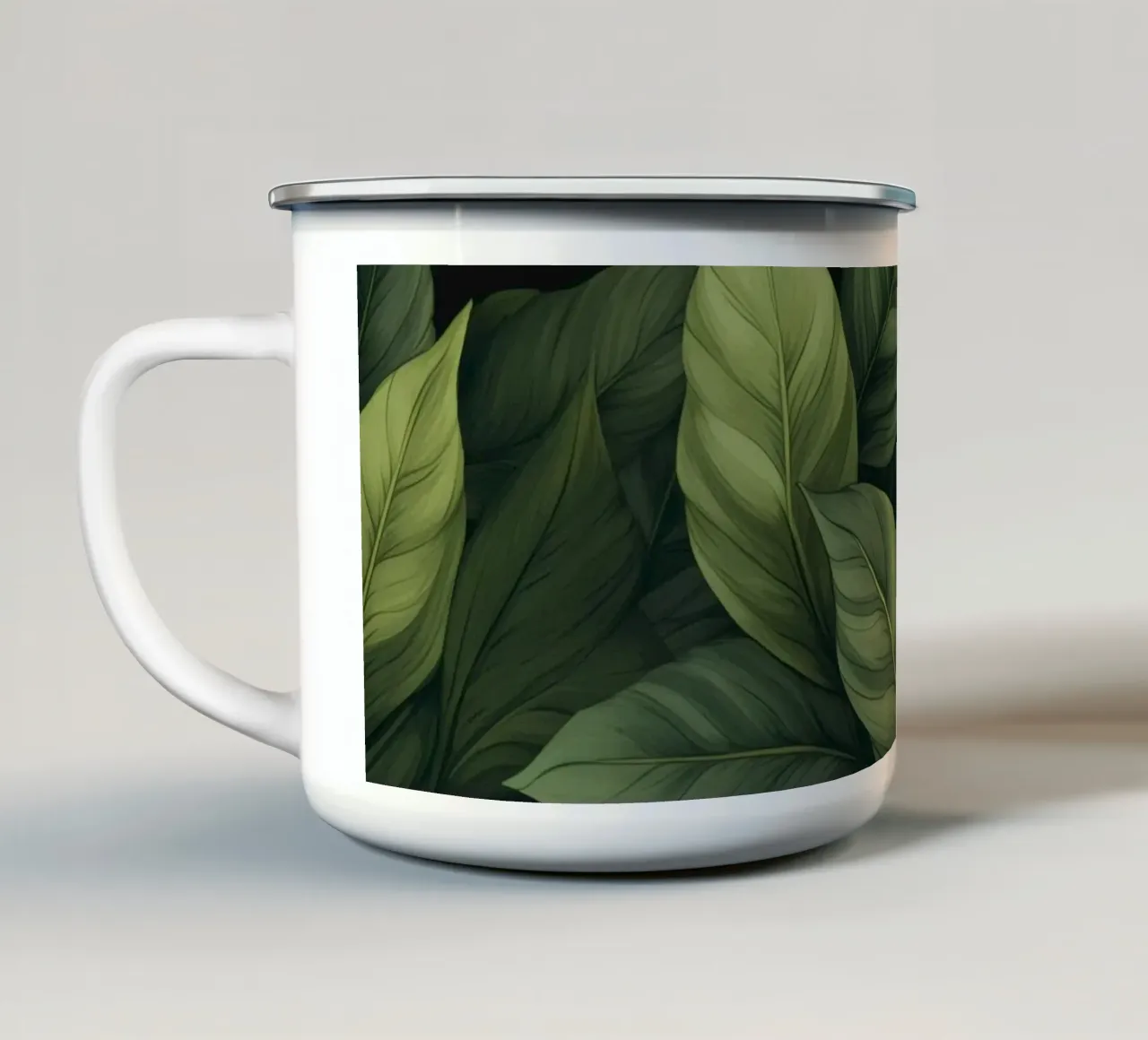 Giardino verde di serenità e calma con foglie rigogliose tazza in smalto da Andrea Haase Modern Home