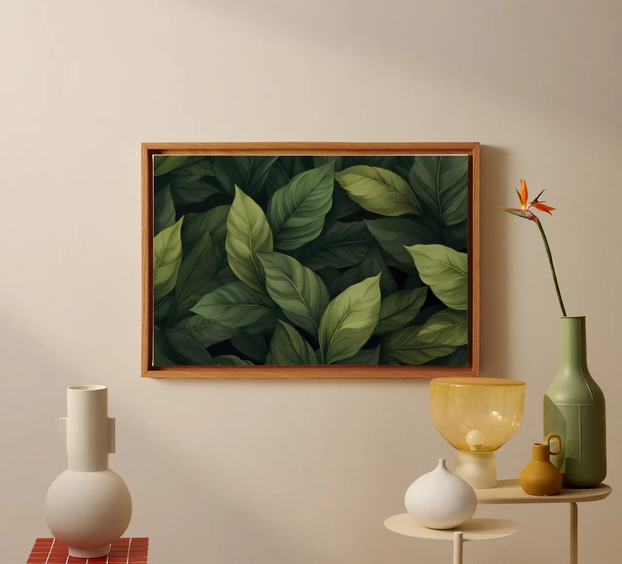 Giardino verde di serenità e calma con foglie rigogliose tela con Cornice a cassetta da Andrea Haase Modern Home