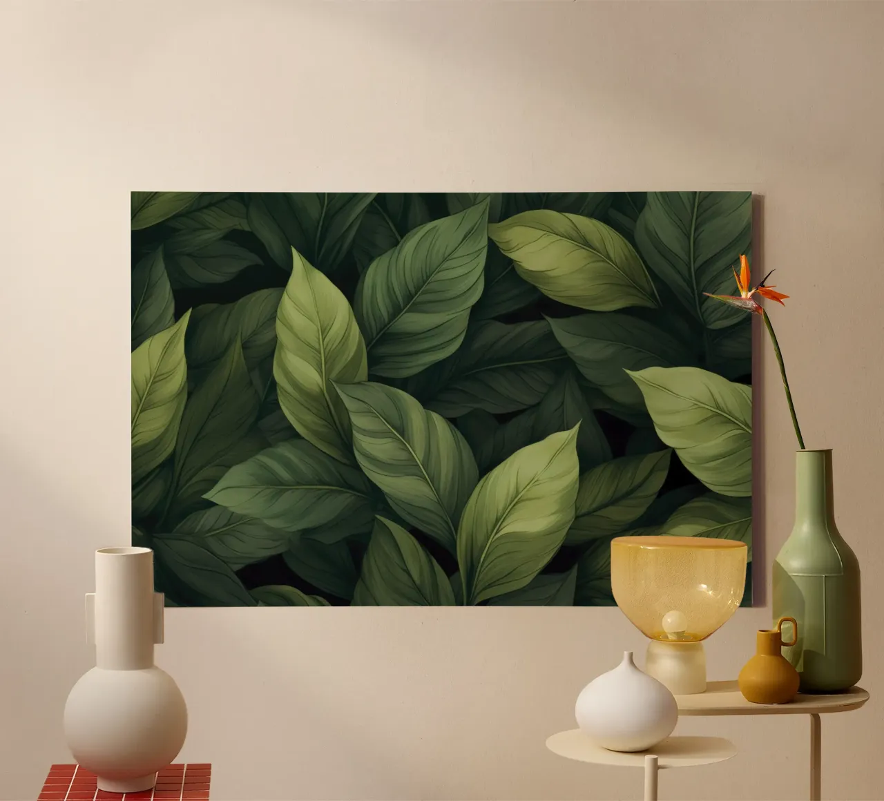 Giardino verde di serenità e calma con foglie rigogliose tela con Cornice a cassetta da Andrea Haase Modern Home