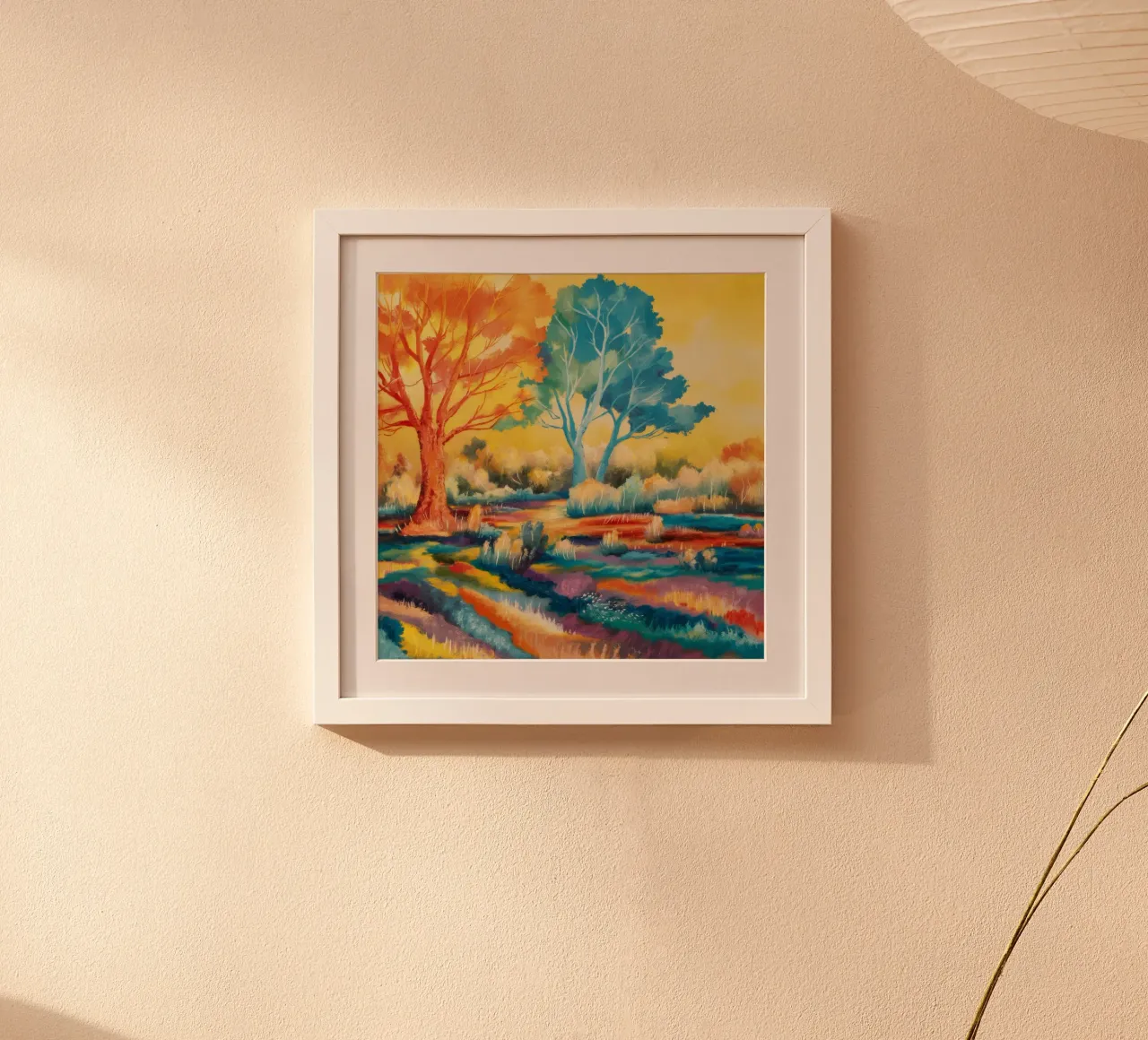 Campi di sinfonia di colori poster con telaio in legno da Solestice Strokes