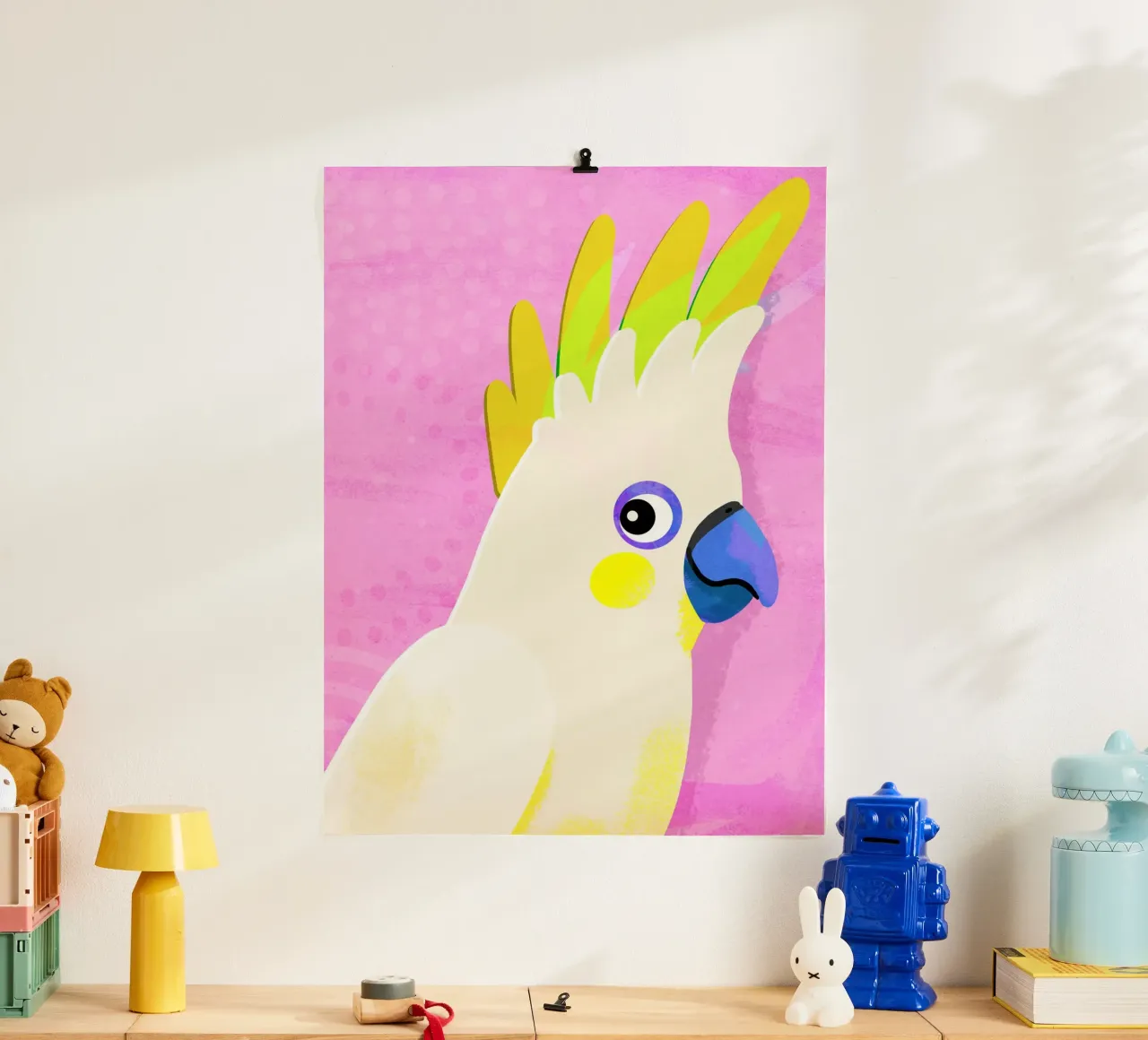 Geboren, um wild zu sein, Kakadu 1 Poster mit Aluminium Rahmen von Julia Reyelt