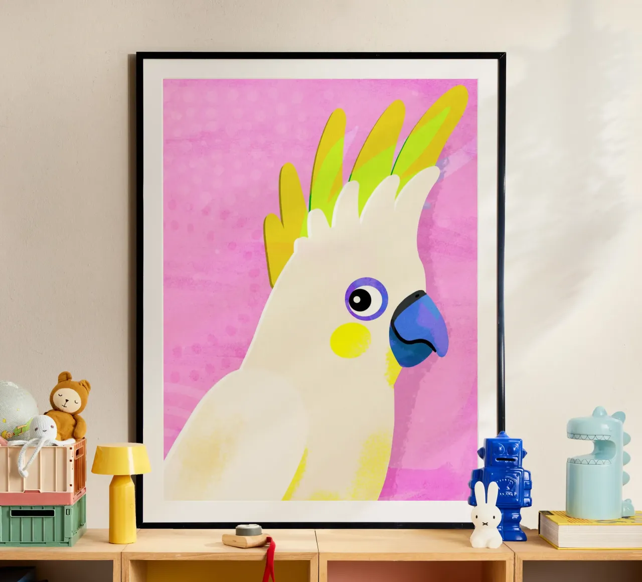 Geboren, um wild zu sein, Kakadu 1 Poster mit Aluminium Rahmen von Julia Reyelt