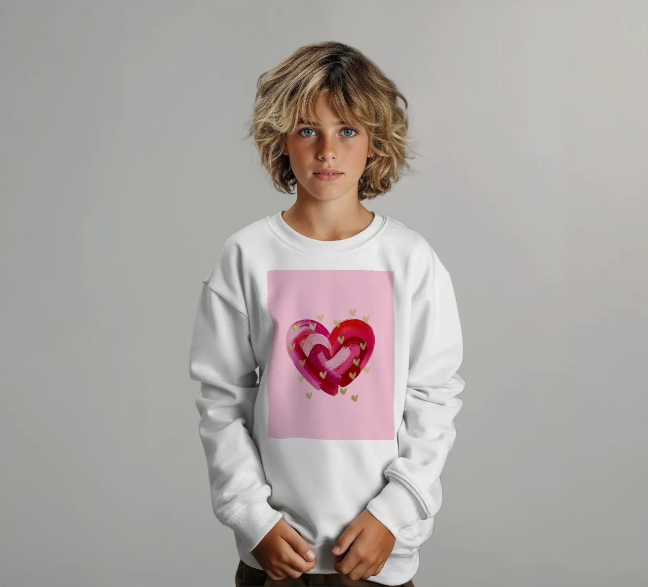 Abstrakte Herz-Kunst auf Rosa Kinder Sweatshirt von cafelab