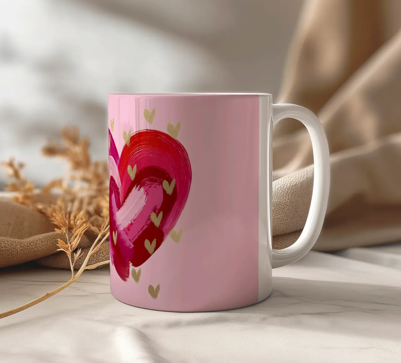Cuore astratto su rosa tazza in ceramica da cafelab