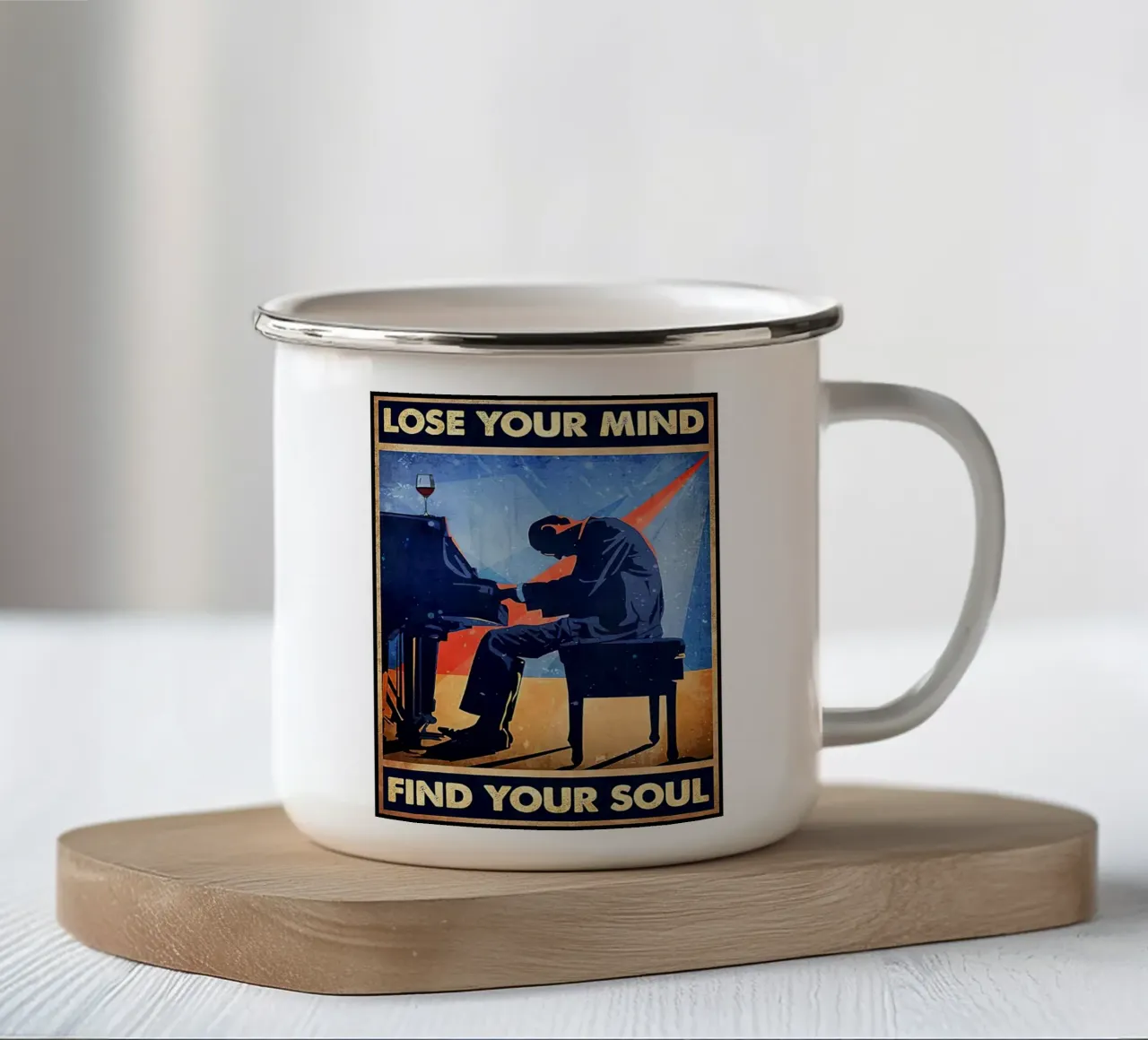 Piano Man, Perdi la tua mente trova la tua anima tazza in smalto da Aaronshop
