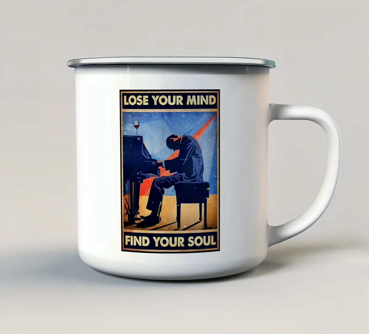 Piano Man, Perdi la tua mente trova la tua anima tazza in smalto da Aaronshop