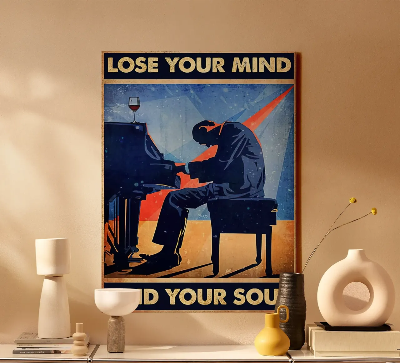 Piano Man, Perdi la tua mente trova la tua anima tela con Cornice a cassetta da Aaronshop