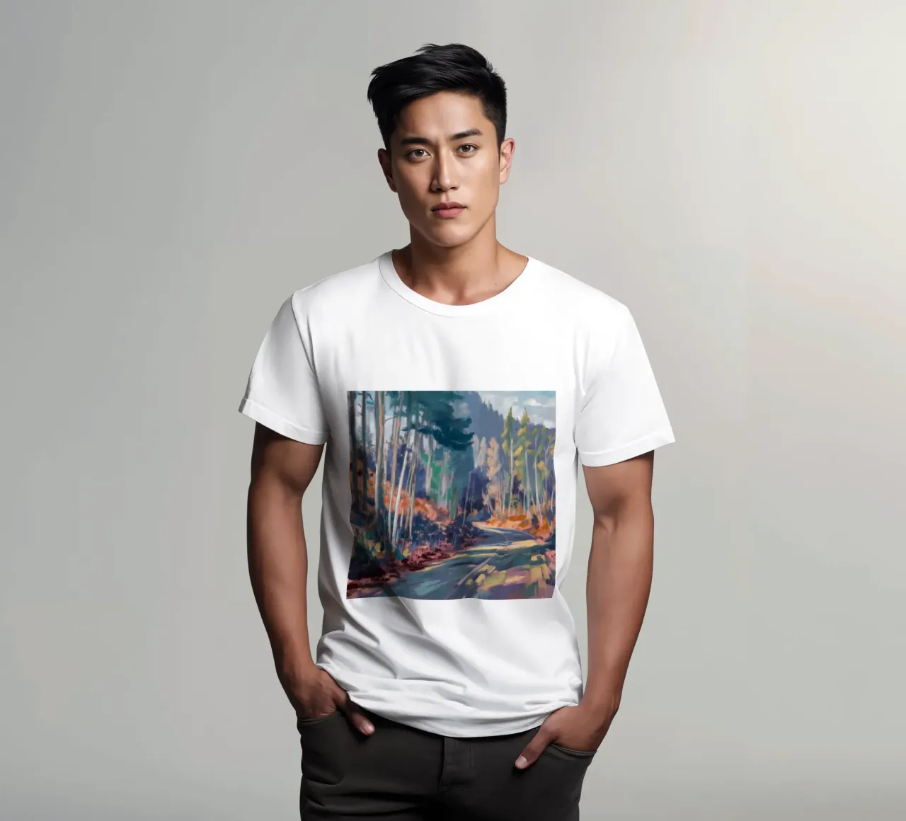 Sentiero oltre i pini t-shirt da Solestice Strokes