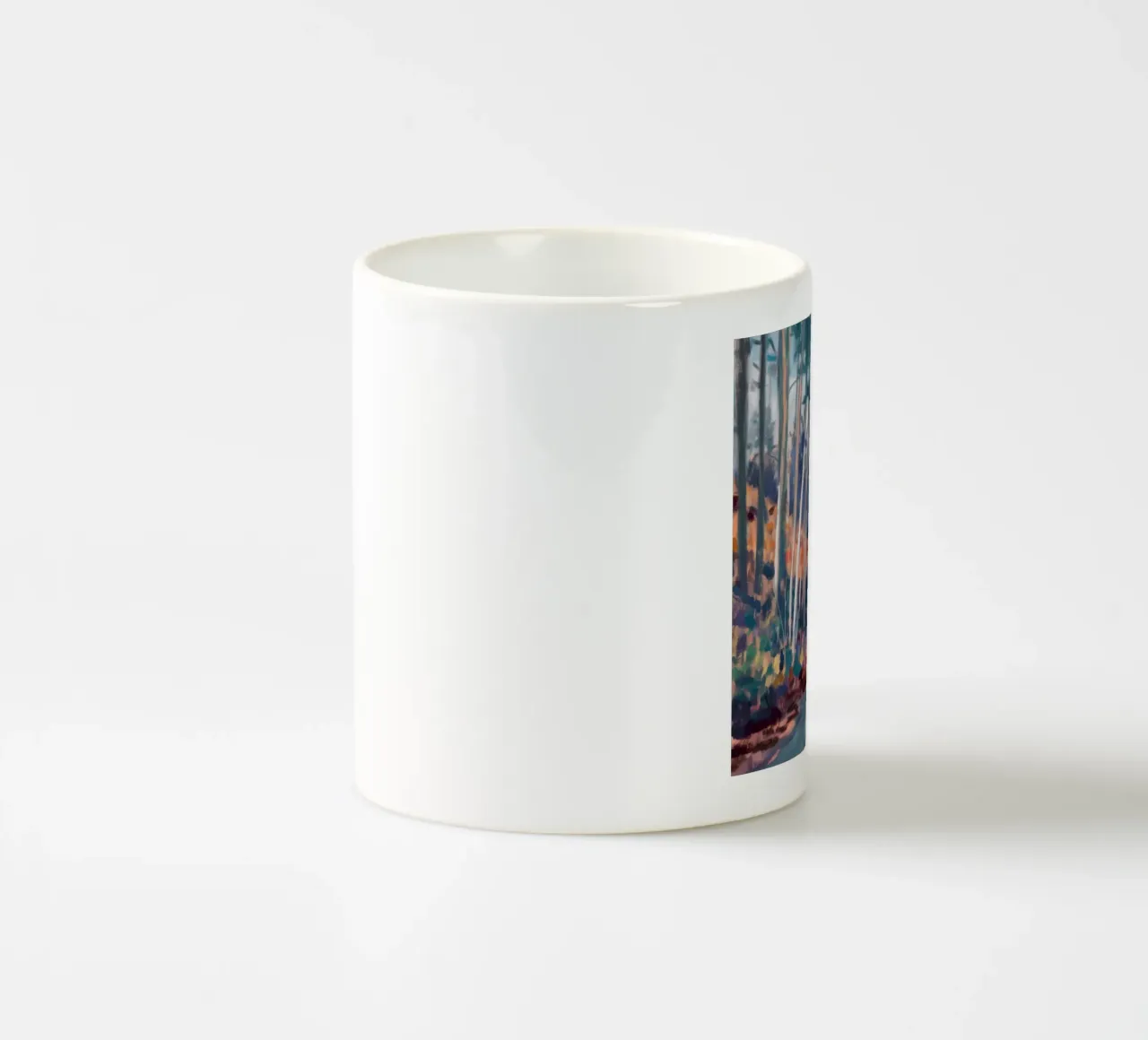 Sentiero oltre i pini tazza in ceramica da Solestice Strokes