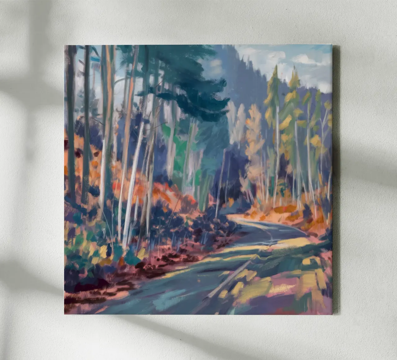 Path Beyond Pines canvas with Floater frame by Solestice Strokes