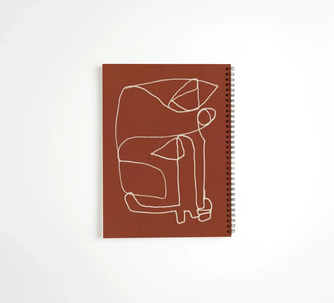Line art ritratto astratto terracotta diario ad anelli da Little Dean