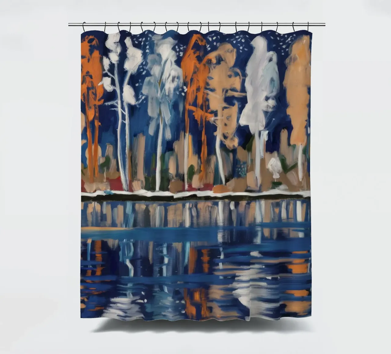 Reflections In Birch shower curtain by Solestice Strokes