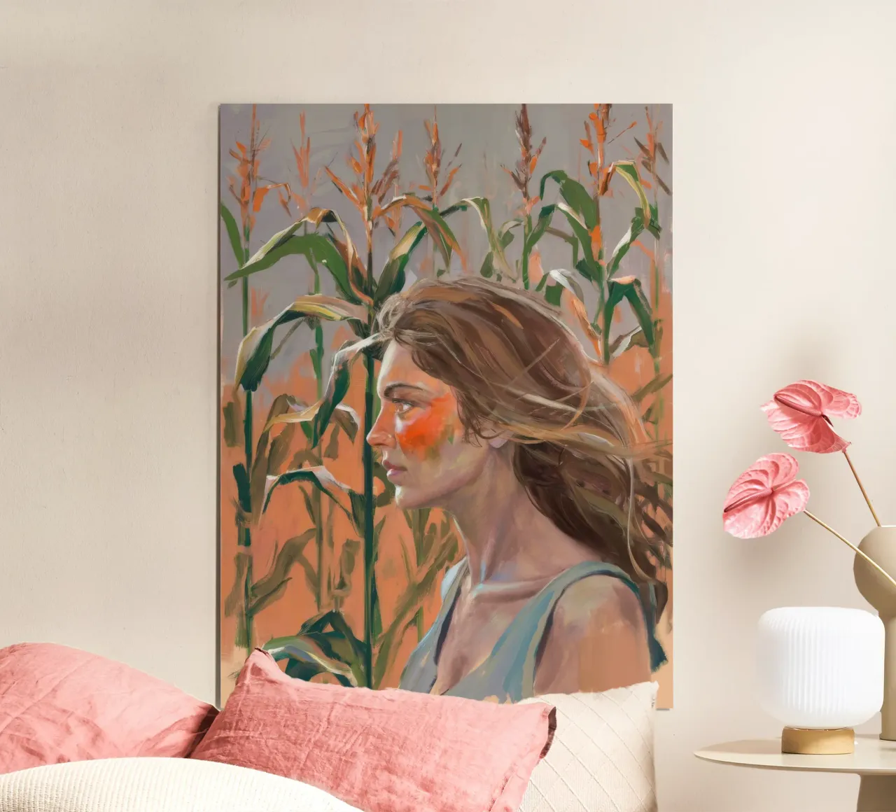 Campo di grano sguardo d'autunno poster con telaio in alluminio da Solestice Strokes