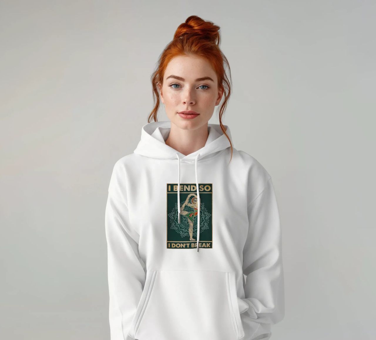 Retro Teal I Bend So I Don T Break Yoga Verticale felpa con cappuccio da Aaronshop