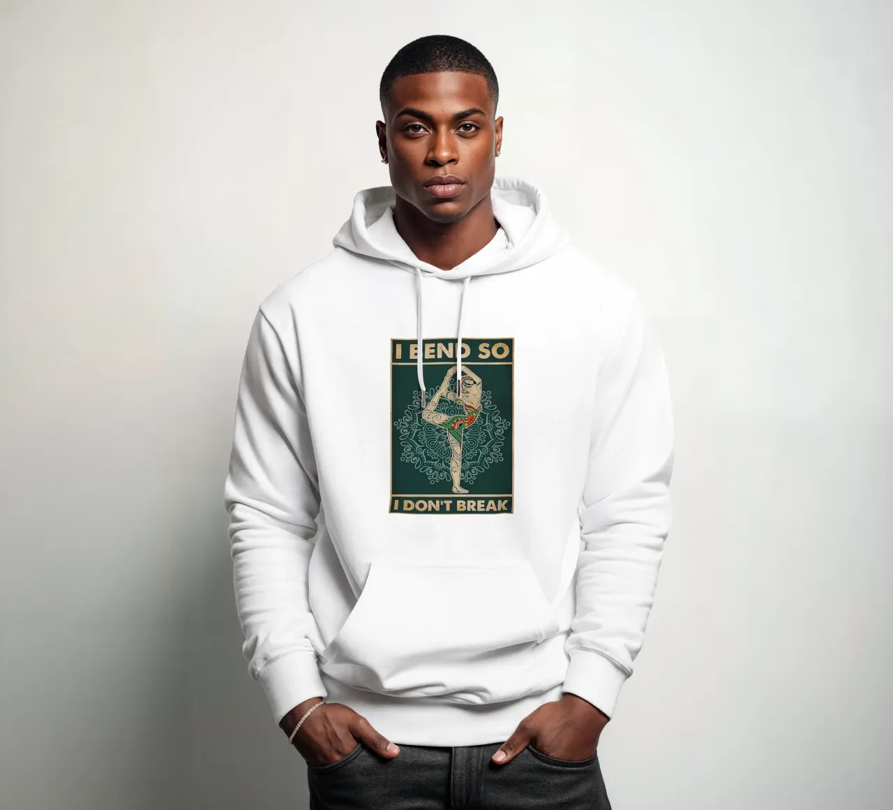 Retro Teal I Bend So I Don T Break Yoga Vertical sudadera con capucha de Aaronshop