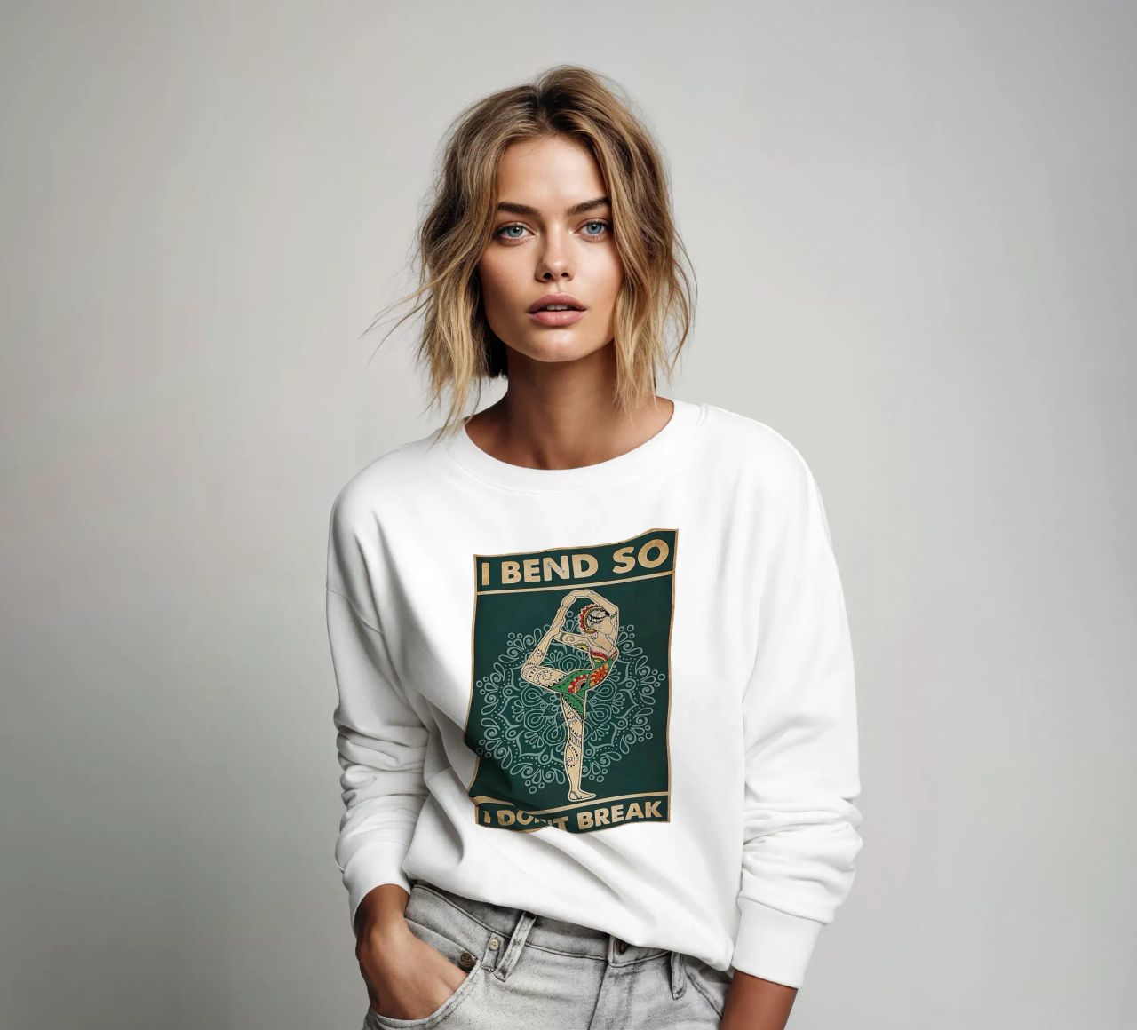 Retro Teal I Bend So I Don T Break Yoga Vertical sweatshirt by Aaronshop