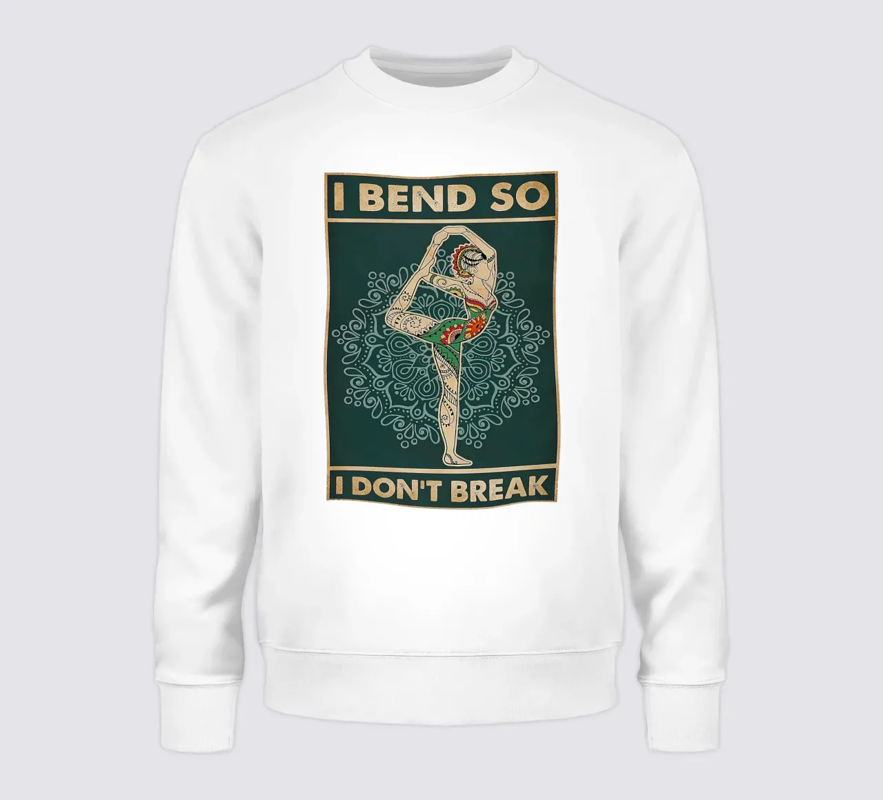 Retro Teal ich biegen, damit ich nicht brechen Yoga vertikal Sweatshirt von Aaronshop