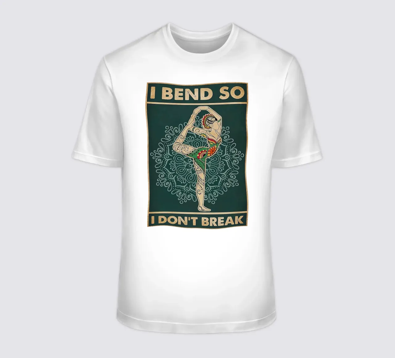Retro Teal I Bend So I Don T Break Yoga Verticale t-shirt da Aaronshop