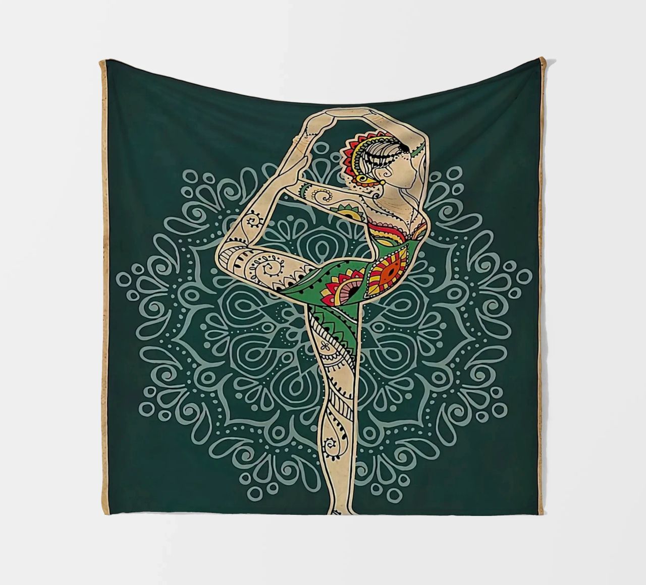 Retro Teal I Bend So I Don T Break Yoga Vertical fleece blanket by Aaronshop