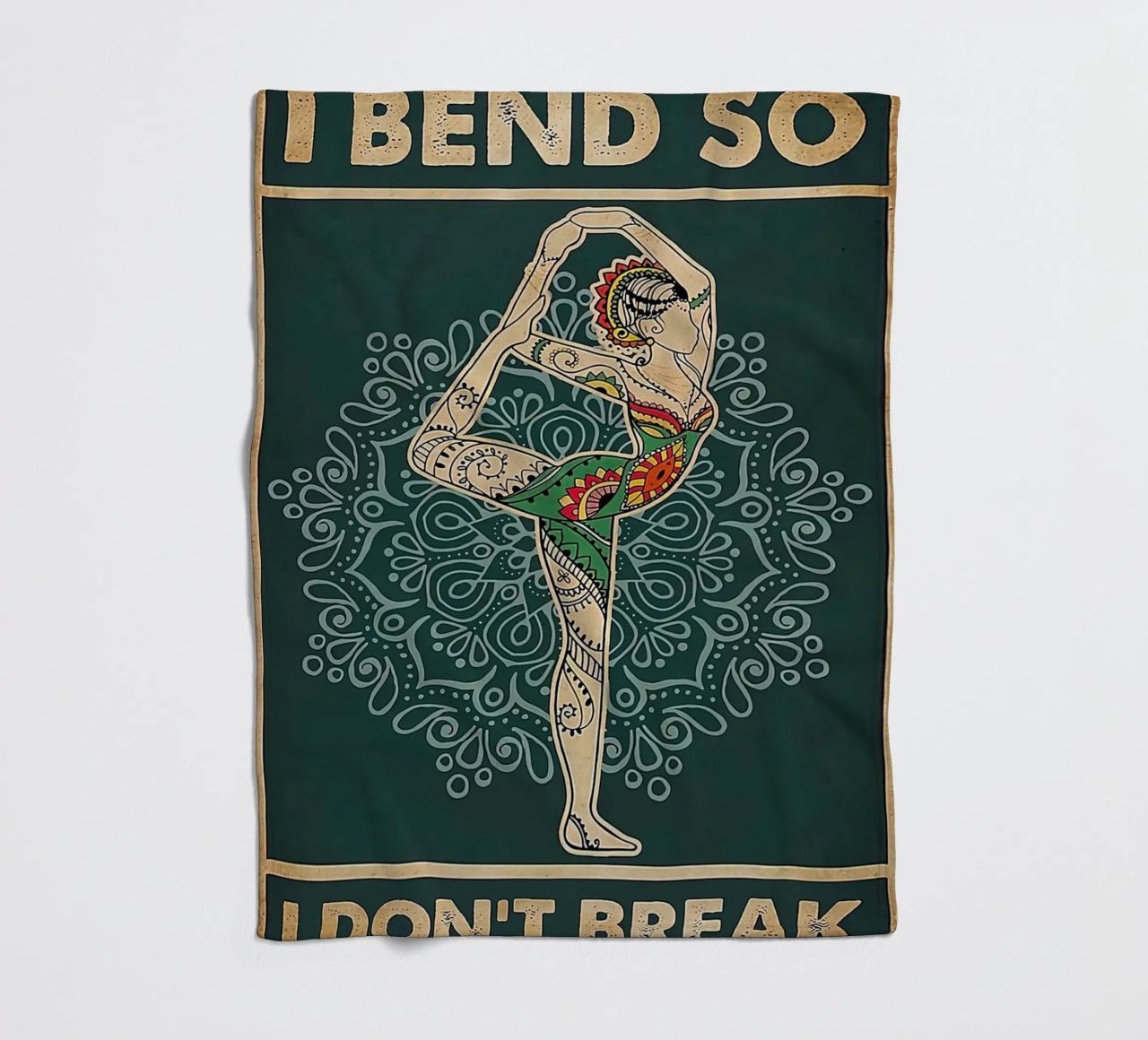 Retro Teal I Bend So I Don T Break Yoga Vertical fleece blanket by Aaronshop
