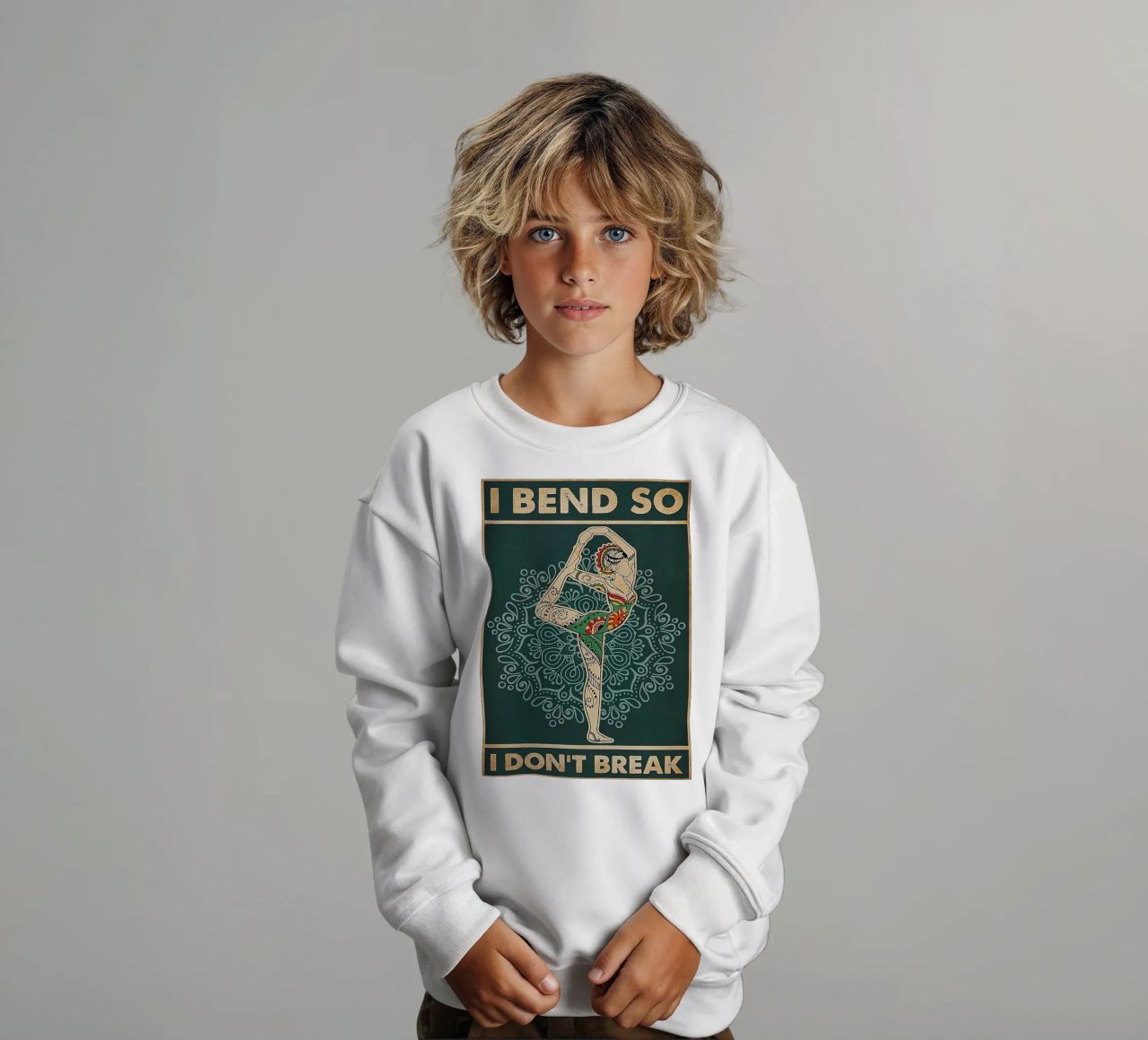 Retro Teal I Bend So I Don T Break Yoga Verticale felpa bambino da Aaronshop