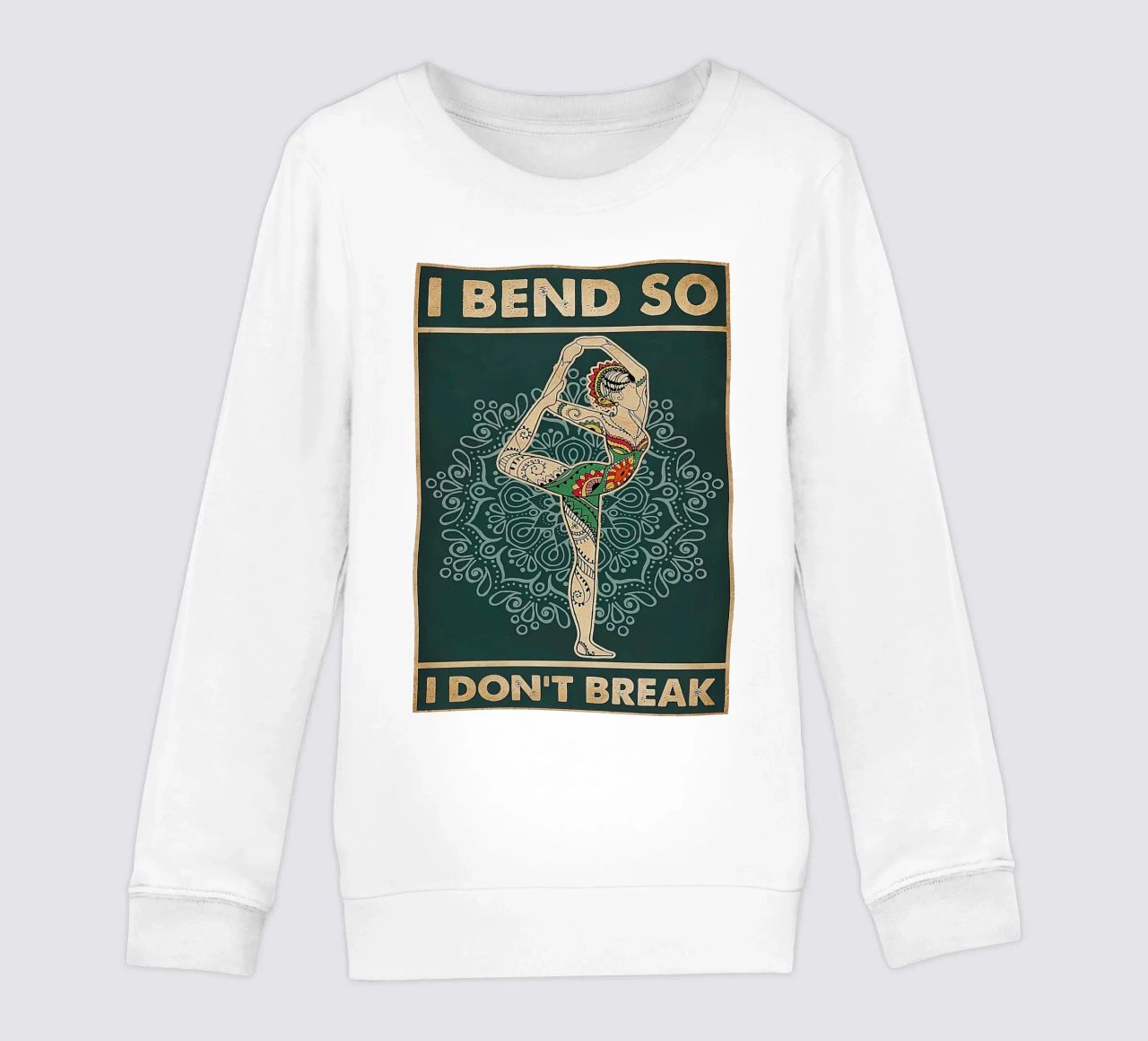 Retro Teal I Bend So I Don T Break Yoga Verticale felpa bambino da Aaronshop