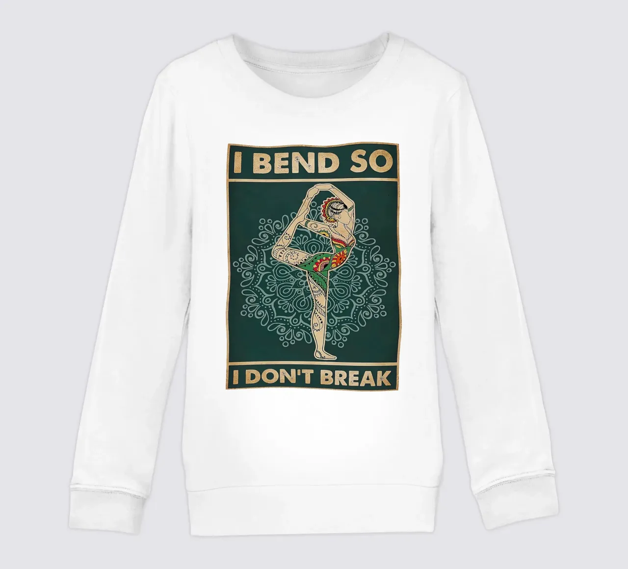 Retro Teal I Bend So I Don T Break Yoga Verticale felpa bambino da Aaronshop