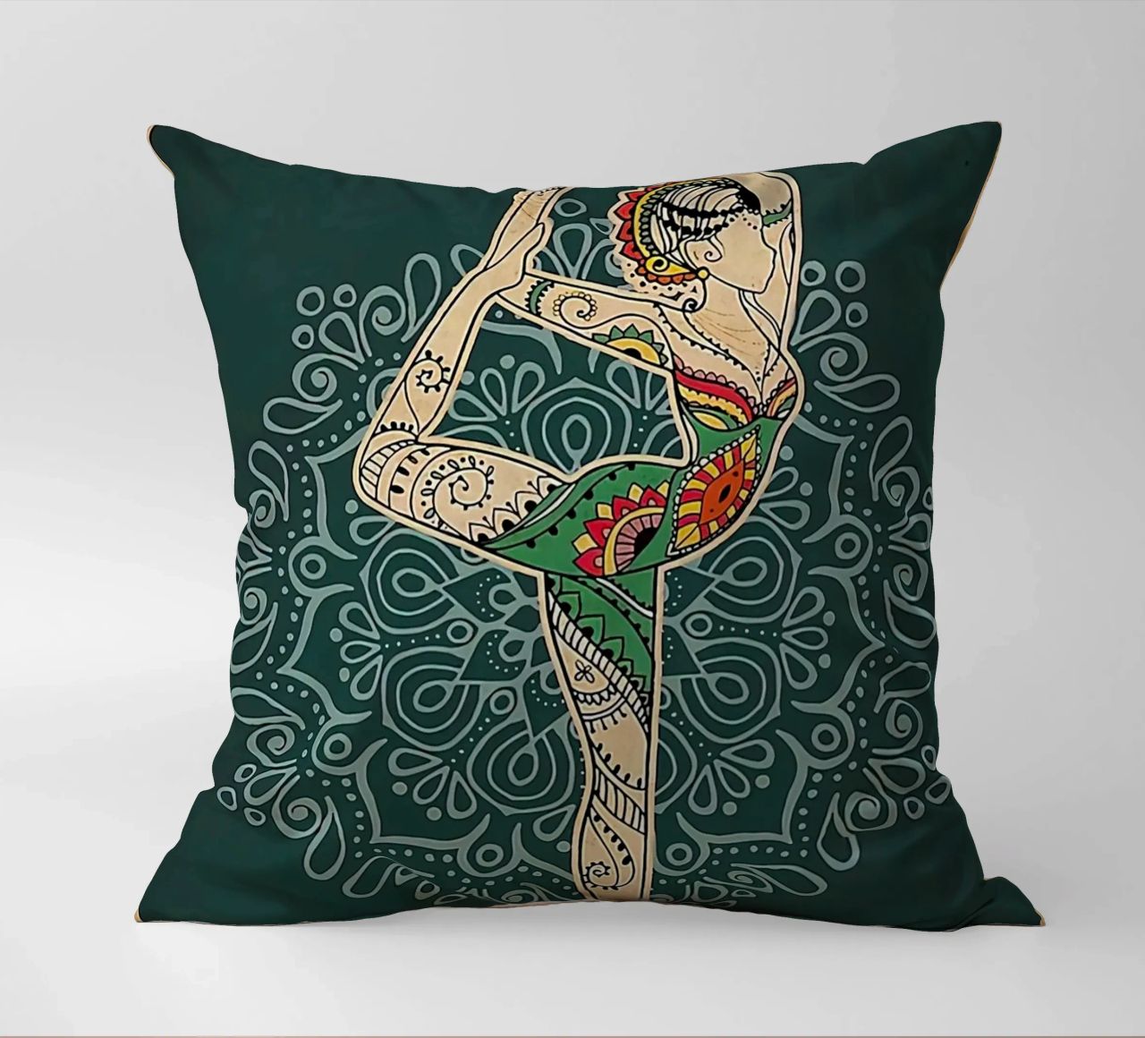 Retro Teal I Bend So I Don T Break Yoga Vertical decorative cushion by Aaronshop