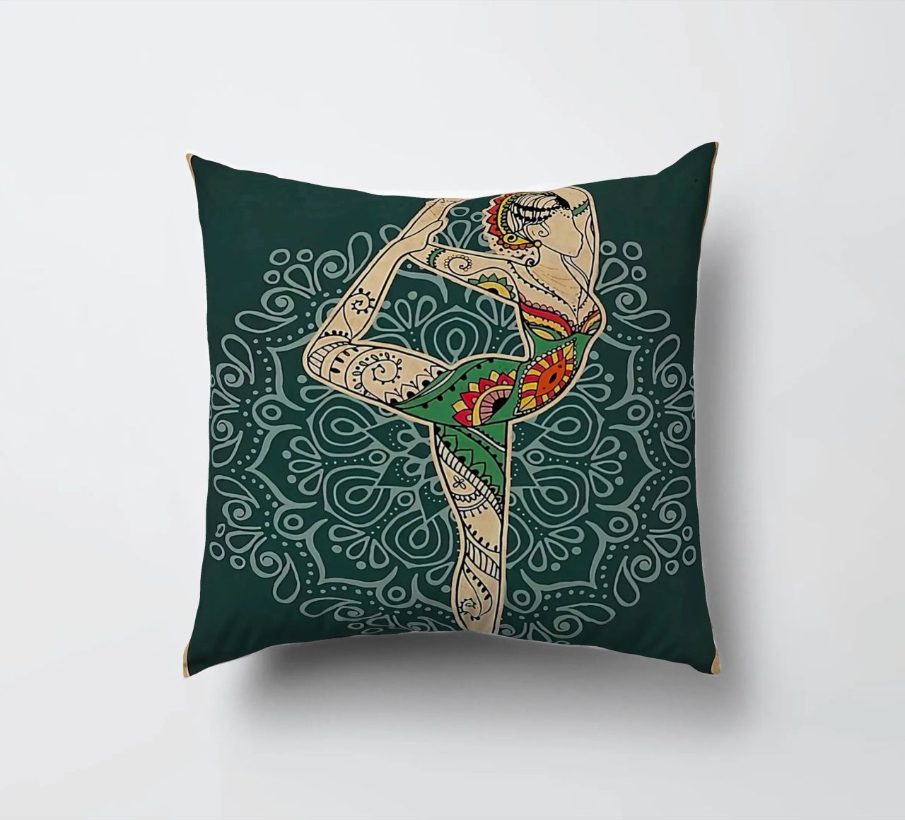 Retro Teal I Bend So I Don T Break Yoga Vertical decorative cushion by Aaronshop