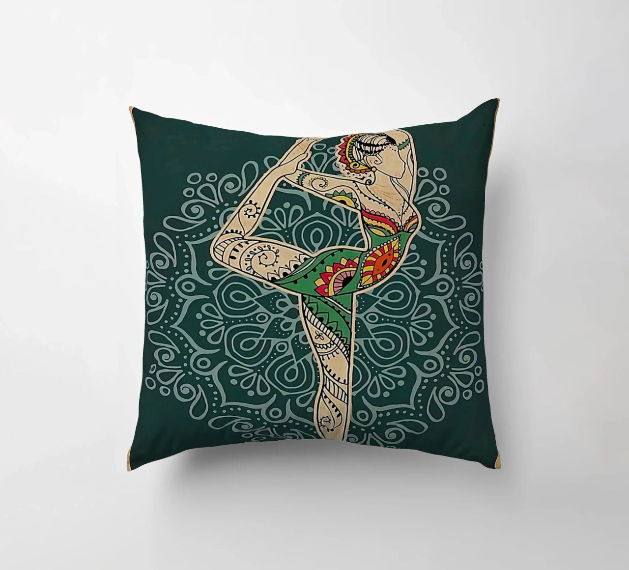 Retro Teal I Bend So I Don T Break Yoga Vertical decorative cushion by Aaronshop