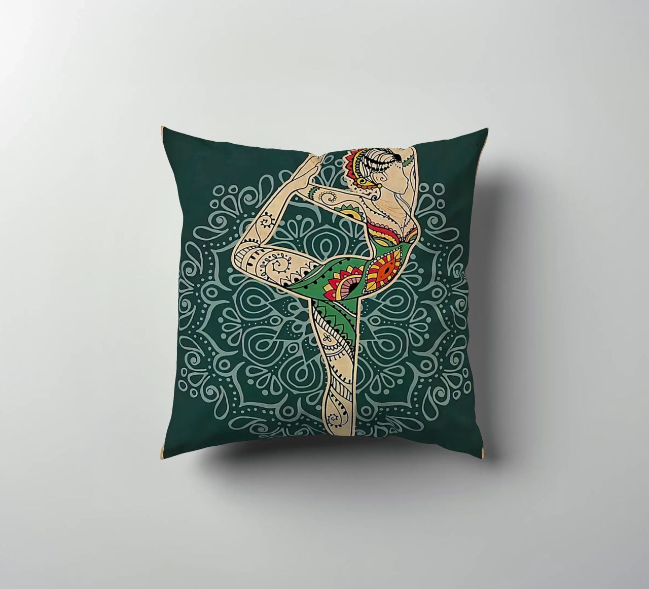 Retro Teal I Bend So I Don T Break Yoga Vertical decorative cushion by Aaronshop
