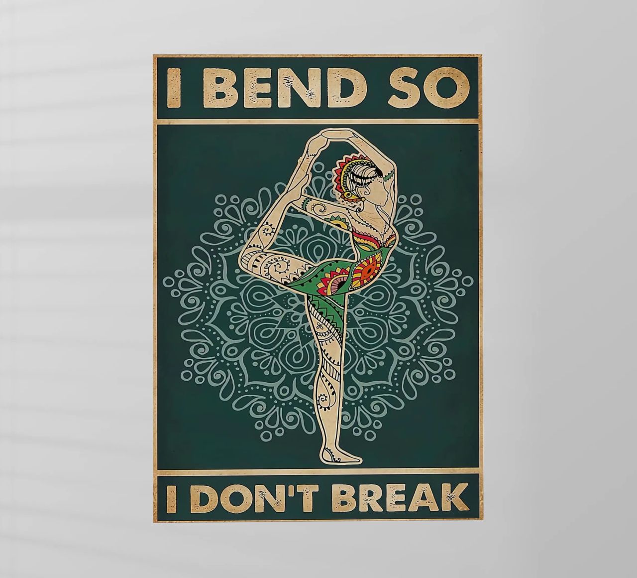 Retro Teal I Bend So I Don T Break Yoga Verticale pellicola backlit da Aaronshop
