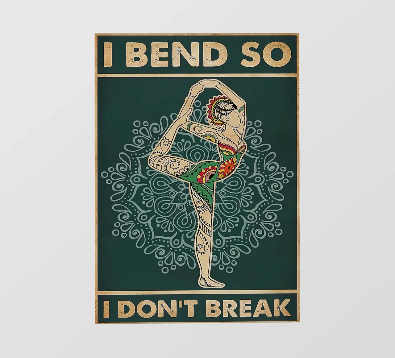 Retro Teal I Bend So I Don T Break Yoga Verticale pellicola backlit da Aaronshop