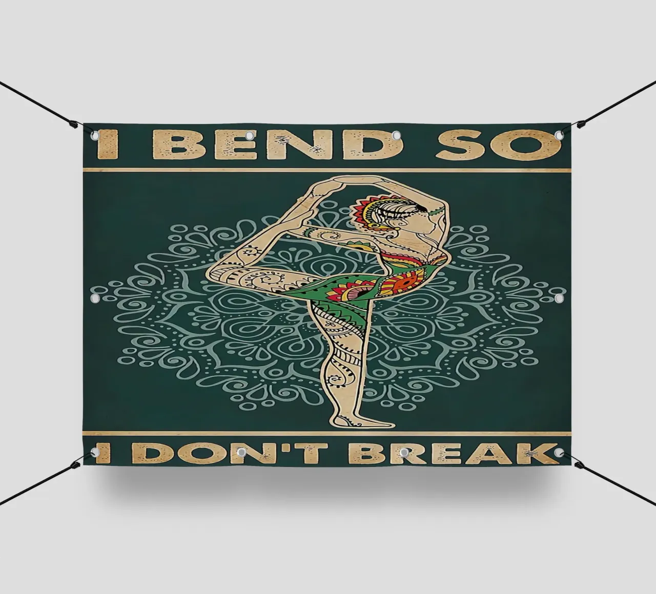 Retro Teal I Bend So I Don T Break Yoga Verticale telo in pvc da Aaronshop