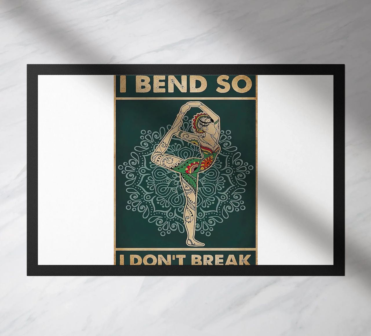 Retro Teal I Bend So I Don T Break Yoga Vertical doormat by Aaronshop