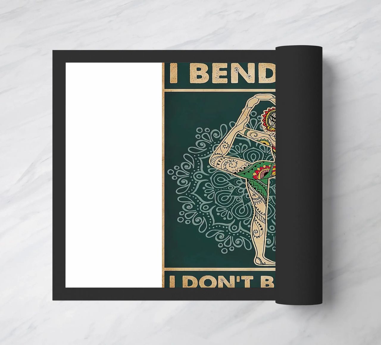 Retro Teal I Bend So I Don T Break Yoga Vertical doormat by Aaronshop