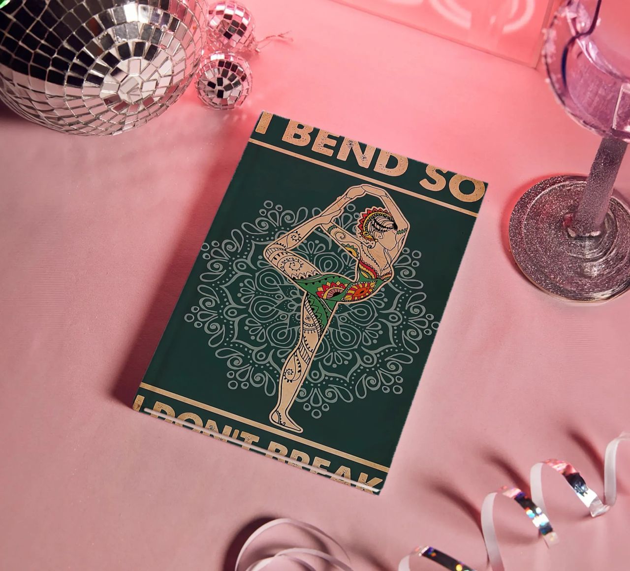 Retro Teal I Bend So I Don T Break Yoga Vertical notebook by Aaronshop