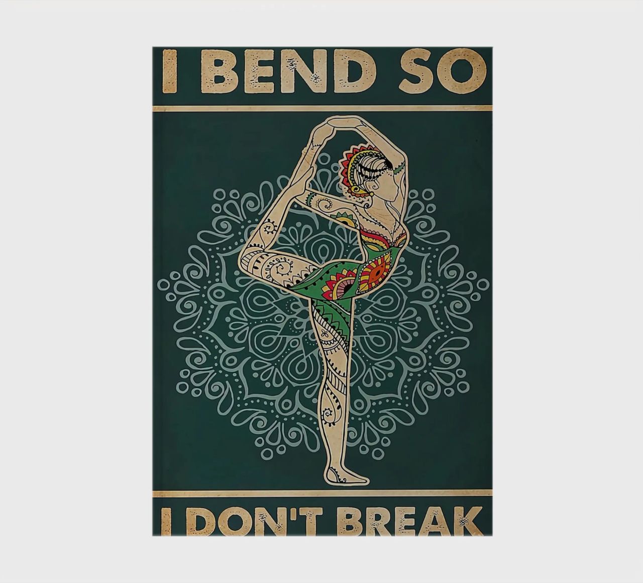 Retro Teal I Bend So I Don T Break Yoga Vertical notebook by Aaronshop